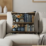 Bookshelf Throw Blanket and Pillow:  Cozy Floral Blanket,  Bookish Gift Decorative Pillow thumbnail 6