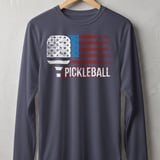 Pickleball Sport-Tek Long Sleeve Tee, PICKLEBALL Patriotic American Flag, UV Protection Sun Shield Shirt thumbnail 5