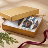 Doberman Christmas Ornament 2026, Cute Dog Holiday Keepsake, Blue Santa Hat Pet Lover Gift, Rustic Tree Decor, Black and Tan Dog Mom Gift thumbnail 4