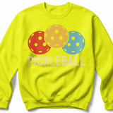 Pickleball Gildan Crewneck Sweatshirt, PICKLEBALL, Court Warm Up Retro Vintage Balls Graphic Fleece Top thumbnail 10