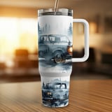 Vintage Truck Tumbler Wrap 40oz Digital Design, Classic Pickup Forest Mountains Sublimation PNG File, Gift for Him, Outdoorsy Men's Tumbler thumbnail 4