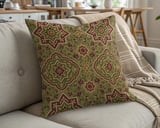 Moroccan Pillow Case | Geometric Green Burgundy Throw Pillow Cover | Ornate Moorish Tile Pattern Decor Cushion thumbnail 5