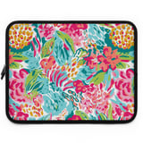 Vibrant Tropical Floral Laptop Sleeve, Preppy Bright Flower Accessory Pouch, Colorful Botanical Tablet Case Gift thumbnail 1