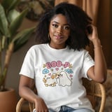 Puppy Ghost Boop Halloween T-Shirt with Sheet Costume Bat Cloud Stars Hearts Graphic Print thumbnail 4