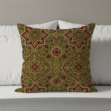 Moroccan Pillow Case | Geometric Green Burgundy Throw Pillow Cover | Ornate Moorish Tile Pattern Decor Cushion thumbnail 8