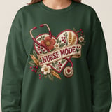 Nurse Mode Sweatshirt, Faux Embroidery Nurse Hoodie, Floral Stethoscope Tote Bag, Nursing Student Gift, Cottagecore Nurse Life Apparel thumbnail 5