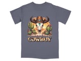 Desert Sunset Cowboy Skull T-Shirt thumbnail 2