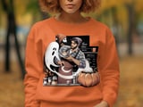 Halloween Barista T-Shirt, Spooky Coffee Art Tee, Autumn Pumpkin Latte, Cute Ghost Shirt, Fall Season Apparel, Trendy Graphic Tee thumbnail 2