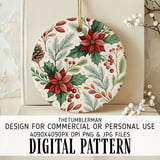 Watercolor Poinsettia Tumbler, Christmas Digital Paper, Floral Scrapbook, Holly Printable PNG, Holiday Junk Journal, Flower Background thumbnail 3