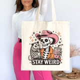Stay Weird Cowboy Skeleton Tote Bag thumbnail 2