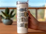 Christian Tumbler PNG Digital Design, Faith Quote 'Amputate Anything Unhelpful', Scrapbook Collage Spiritual 20oz Skinny Sublimation File thumbnail 4