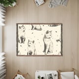Vintage Cat Sketch Blanket, Woven Blanket  Cat Lover Gift, Cat Decor,  thumbnail 7