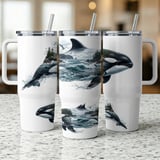 Orca Ocean Coastal Tumbler Wrap Design 40oz, Whales Killer Whale Nature Sea Digital Sublimation File thumbnail 5