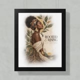 Black Woman Art Poster Rooted and Rising Print, Afrocentric Wall Decor, Melanin Botanical Framed Poster, Empowering African American Gift thumbnail 2