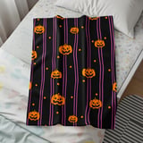 Halloween Jack O'Lantern Woven Blanket, Spooky Cute Pink Stripe Velveteen Blanket, Y2K Aesthetic Throw Pillow Decor Gift thumbnail 5
