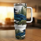 Steller's Jay Tumbler Wrap Digital Design, Blue Jay Forest Sublimation PNG, PNW Wildlife Bird 40oz Tumbler Wrap Art thumbnail 12