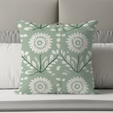 Floral Blanket,Pillow, Green and White Flower Design, Botanical Pattern Home Decor, Decorative Pillow Blanket Gift, Floral Print Blanket thumbnail 4