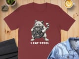 I Eat Steel absurd brain rot Gym Cat Tee thumbnail 5