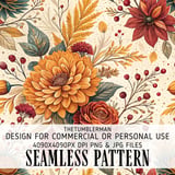 Floral Tumbler Design, Digital Download, Watercolor Flowers, Fall Tumbler Wrap, Junk Journal Paper, Printable Tumbler Png, Scrapbooking thumbnail 1