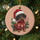 Dachshund Christmas Ornament, Cute Doxie Holiday Tree Decor, Wiener Dog Santa Hat Ornament, Dog Lover Gift, Pet Keepsake Stocking Stuffer thumbnail 1