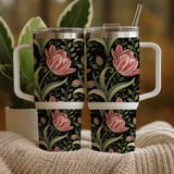 Tulip Tumbler Design, Floral Digital Paper, Watercolor Flower Backgrounds, Junk Journal Pages, Printable tumbler png, Scrapbooking Digital thumbnail 9