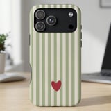 Green Striped Red Heart MagSafe® Phone Case thumbnail 3