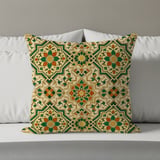 Moroccan Geometric Pillow Cover | Boho Accent Cushion | Ethnic Pattern Pillow Case with Faux Gold Print | Global Home Decor thumbnail 8