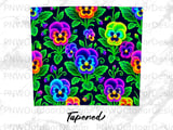 Neon Pansy Tumbler Sublimation PNG, Vibrant Floral 20oz Seamless Design, Glowing Pansies Wrap Digital Download, Car Coaster Files thumbnail 14