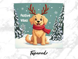 Festive Dog 20oz Tumbler Wrap, Christmas Dog Antlers, Winter Scarf Cute Puppy, Seamless Sublimation Design, PNG Digital Download thumbnail 5