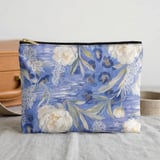 Blue Leopard White Peony Laptop Sleeve, Faux Lace Floral Tech Bag, Artistic Accessory Pouch, Romantic Gift For Her thumbnail 9
