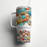 Vibrant Summer Beach Seashell Ocean Life 40oz Tumbler Wrap Design | Coastal Sea Life Digital Download for Sublimation thumbnail 10