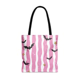 Distressed Pink Stripe Bat Phone Case | Spooky Cute Goth Kawaii Bat Pattern Tote Bag | Y2K Aesthetic Gift thumbnail 1