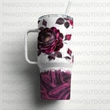 Dark Roses Tumbler Wrap, Seamless Digital Design, 40oz Tapered Sublimation Design, Distressed Floral Pattern, Digital Download thumbnail 4