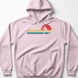 Pickleball Gildan Fleece Hoodie, Retro Vintage 70s Sunset Stripes Player Silhouette, Court Pullover thumbnail 8