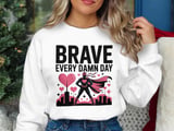 Cancer fighting t-shirt, Brave Every Damn Day Superhero, Heart City T-Shirt, Cancer Awareness Tee, Inspirational Support T-shirt thumbnail 2
