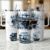 40oz Vintage Truck Tumbler Wrap Digital Design Rustic Pine Forest Sublimation PNG Classic Car Enthusiast Gift thumbnail 9