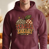 Teacher Energy Sweatshirt Retro Apple Hoodie Vintage Boho Teacher Gift Cozy Fall Back To School Crewneck Leopard Checkered Teacher Tote Bag thumbnail 16