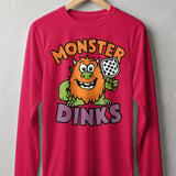 Pickleball Sport-Tek Long Sleeve Tee, Monster Dinks Funny Paddle Art, UV Morning Sun Shield Shirt thumbnail 8