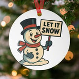 Let It Snow Retro Snowman Ornament thumbnail 1