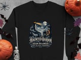 Haunted Harbor Sailor Halloween Night Fog Skull Lighthouse Ocean Nautical Crewneck Sweatshirts thumbnail 7