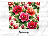 Magnolia Tumbler Wrap Sublimation PNG | Seamless Tapered 20oz Floral Digital Design with Faux Gold & Free Car Coasters thumbnail 14