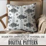 Digital Fish Pattern, Striped Bass Design, Crab Illustration, Wood Seamless, Aquatic Digital Bundle, Commercial Use Pattern, Download thumbnail 5