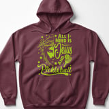 Pickleball Gildan Fleece Hoodie, All I Need Is Jesus and Pickleball Graphic, Cozy Warmup Court Pullover Sweatshirt thumbnail 3