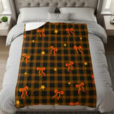 Cozy Plaid Bow Velveteen Blanket, Rustic Autumn Star Pattern Throw Pillow, Fall Woven Blanket, Halloween Home Decor Gift thumbnail 7
