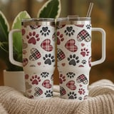 Digital Bundle Pattern, Hearts and Paw Prints, Seamless Pattern, Valentine Sublimation Design, Pet Lover, PNG, JPG, Digital Paper, Fabric thumbnail 11
