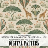 Giraffe Digital Pattern, Balloon Digital Bundle, Animal Print, Digital Paper Pack, Scrapbooking Paper, Fabric Design, Commercial Use Pattern thumbnail 1