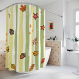 Fall Shower Curtain and Bath Mat Set, Rustic Autumn Botanical Bathroom Decor, Vintage Cottagecore Leaves Acorn Pinecone Yellow Green Decor thumbnail 6