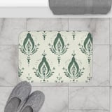 Sage Green Damask Shower Curtain, Bath Mat Set, Boho Floral Bathroom Decor, Vintage Botanical Cottagecore Housewarming Gift for New Home thumbnail 17