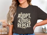 Adopt Love Repeat Dogs T-Shirt | Rescue Dog Mom Gift | Cute Puppy Lover Tee | Animal Shelter Support Shirt thumbnail 1
