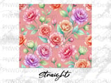 Peony Rose Watercolor Tumbler Wrap PNG, Floral 20oz Skinny Tumbler Sublimation Design, Digital Download Gift for Her, Seamless Floral thumbnail 13